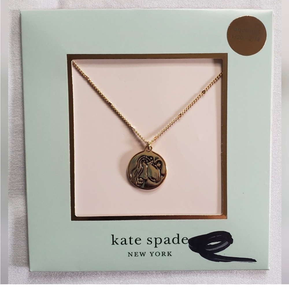 Kate Spade Aquarius in the Stars Zodiac Necklace Gold.